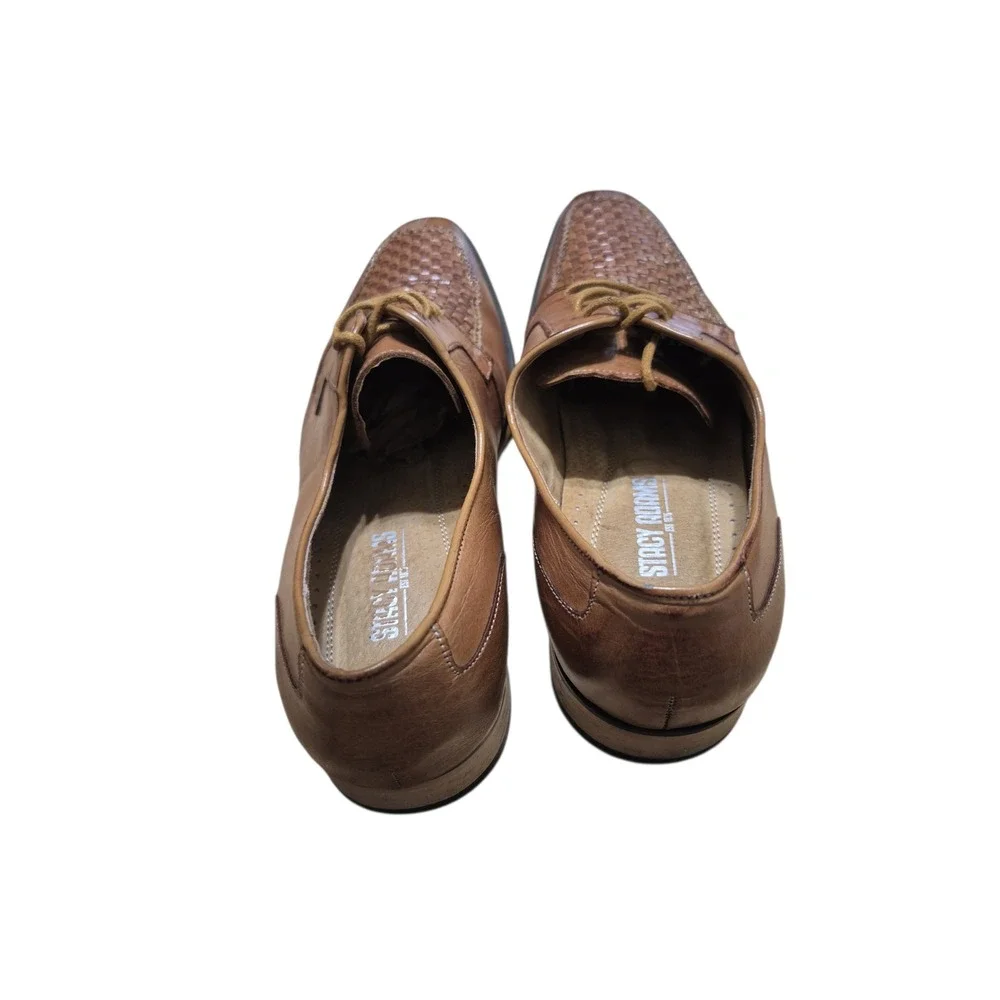 Stacy Adams Woven‎ Leather Derby Dress Shoes Mens 9M Brown Good